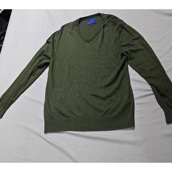 Martin + Osa Sweater Mens Extra Large Green Wool Blend V Neck Pullover Classic - Picture 1 of 10